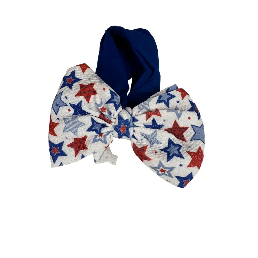 Unbranded Headband Infant 2 Pack Red White Blue Patriotic Stars Stripes Bows